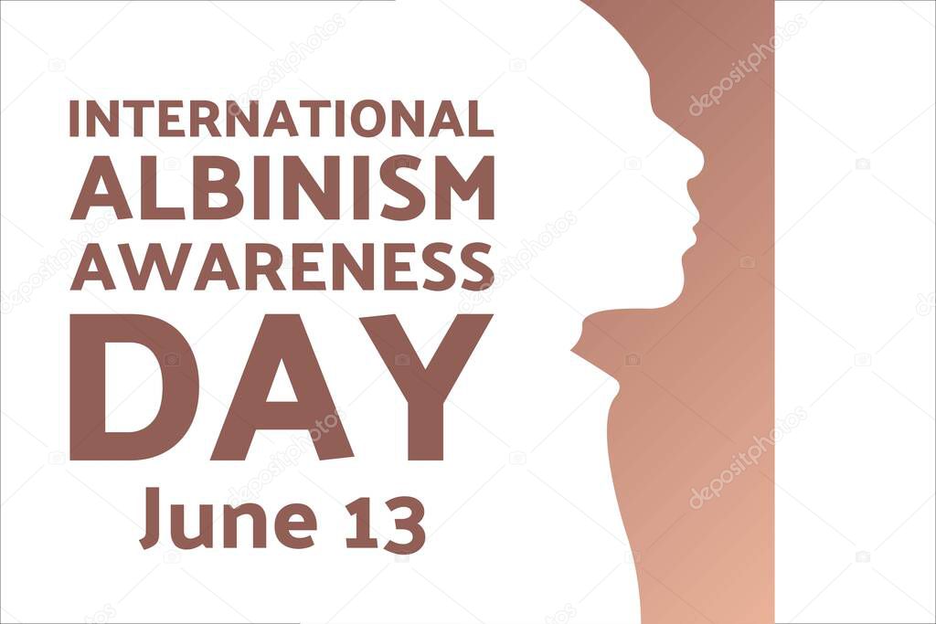 International Albinism Awareness Day. June 13. Holiday concept. Template for background, banner, card, poster with text inscription. Vector EPS10 illustration.