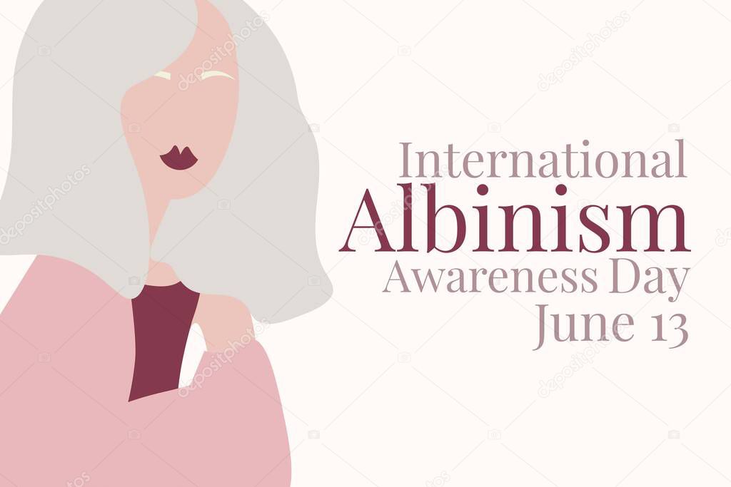 International Albinism Awareness Day. June 13. Holiday concept. Template for background, banner, card, poster with text inscription. Vector EPS10 illustration