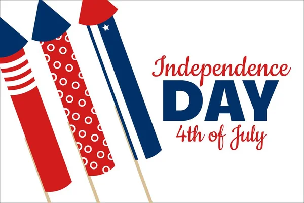 Día de la Independencia en los Estados Unidos de América, EE.UU. 4 de julio. Concepto de vacaciones. Plantilla para fondo, banner, tarjeta, póster con inscripción de texto. Ilustración del vector EPS10 . — Archivo Imágenes Vectoriales