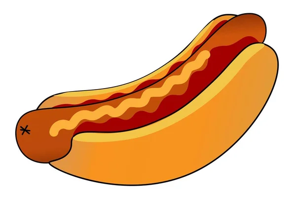 Hot Dog con ketchup e senape. Modello per sfondo, banner, cartolina, poster. Illustrazione vettoriale EPS10 . — Vettoriale Stock
