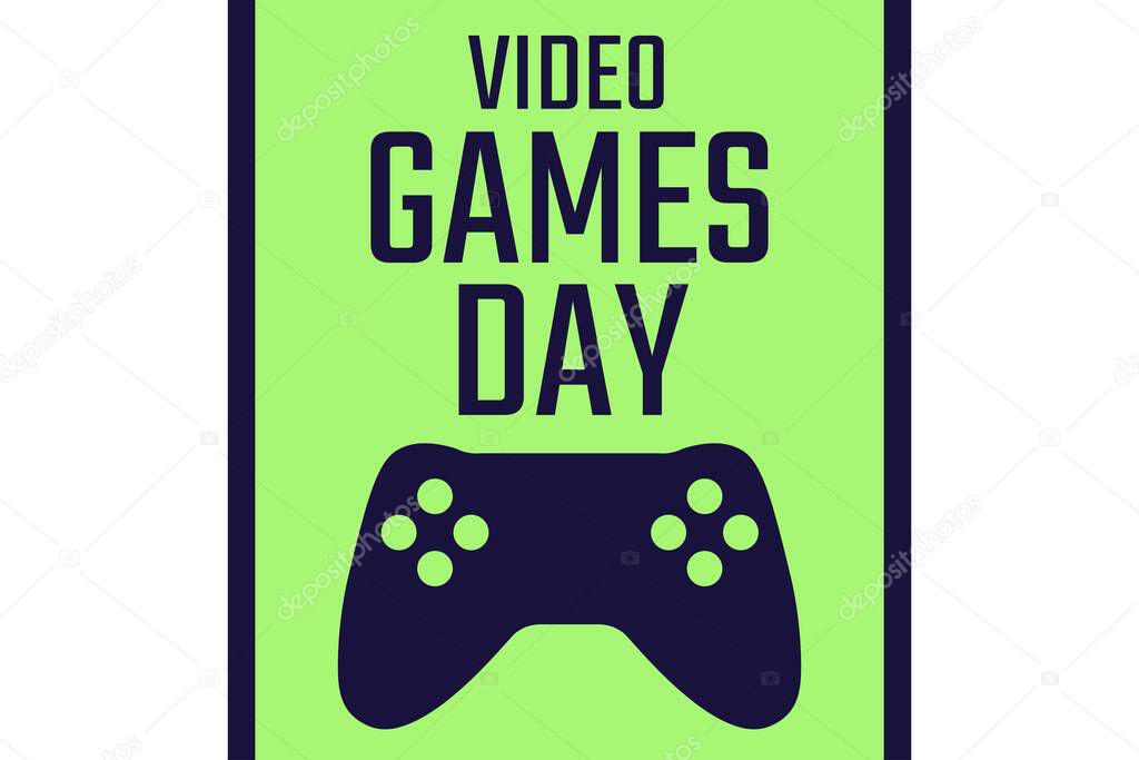 Video Games Day. Holiday concept. Template for background, banner, card, poster with text inscription. Vector EPS10 illustration