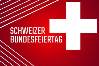 Almanca İsviçre Ulusal Günü yazılı. Tatil konsepti. Arkaplan, afiş, kart, yazılı poster şablonu. Vektör EPS10 illüstrasyonu.