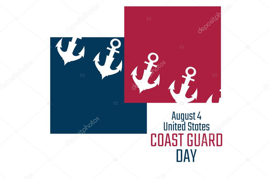 Coast Guard Day. August 4. Holiday concept. Template for background, banner, card, poster with text inscription. Vector EPS10 illustration