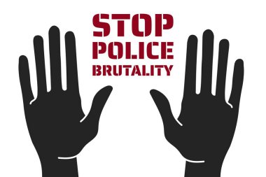 Polis şiddeti kavramını durdurun. Arkaplan şablonu, afiş, yazılı poster. Vektör EPS10 illüstrasyonu.