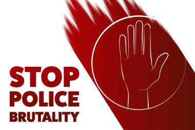 Polis şiddeti kavramını durdurun. Arkaplan şablonu, afiş, yazılı poster. Vektör EPS10 illüstrasyonu.