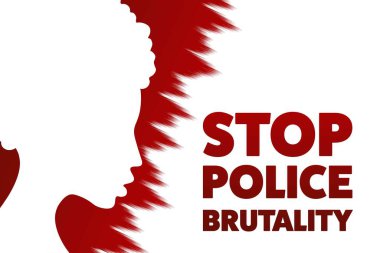 Polis şiddeti kavramını durdurun. Arkaplan şablonu, afiş, yazılı poster. Vektör EPS10 illüstrasyonu.