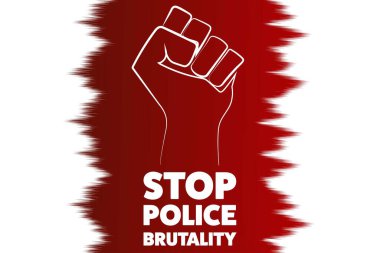Polis şiddeti kavramını durdurun. Arkaplan şablonu, afiş, yazılı poster. Vektör EPS10 illüstrasyonu.