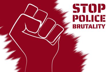 Polis şiddeti kavramını durdurun. Arkaplan şablonu, afiş, yazılı poster. Vektör EPS10 illüstrasyonu.