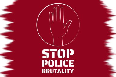 Polis şiddeti kavramını durdurun. Arkaplan şablonu, afiş, yazılı poster. Vektör EPS10 illüstrasyonu.