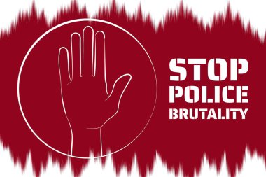 Polis şiddeti kavramını durdurun. Arkaplan şablonu, afiş, yazılı poster. Vektör EPS10 illüstrasyonu.