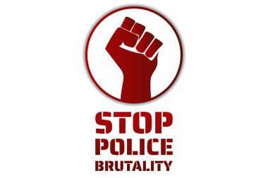 Polis şiddeti kavramını durdurun. Arkaplan şablonu, afiş, yazılı poster. Vektör EPS10 illüstrasyonu.