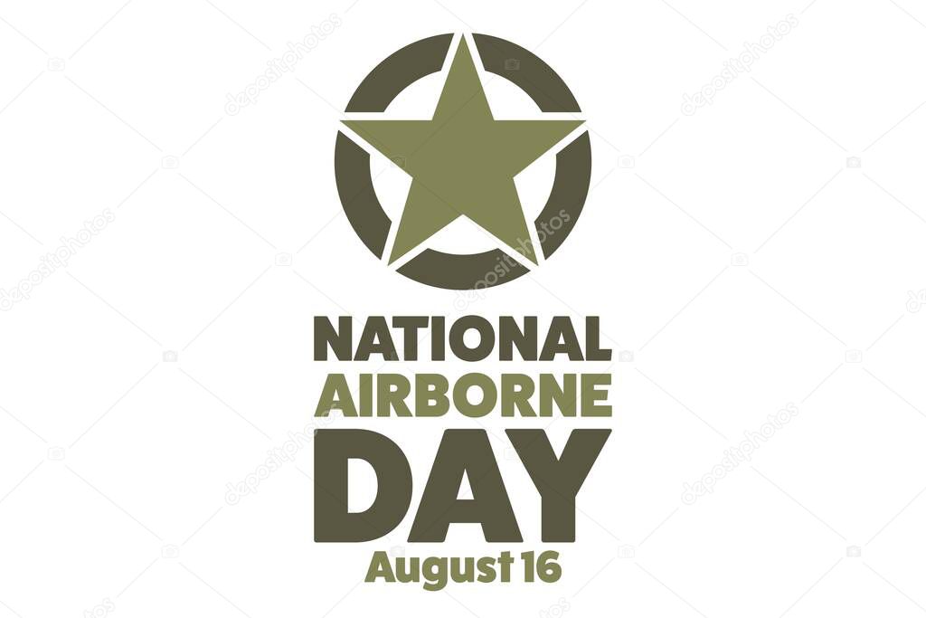 National Airborne Day. August 16. Holiday concept. Template for background, banner, card, poster with text inscription. Vector EPS10 illustration