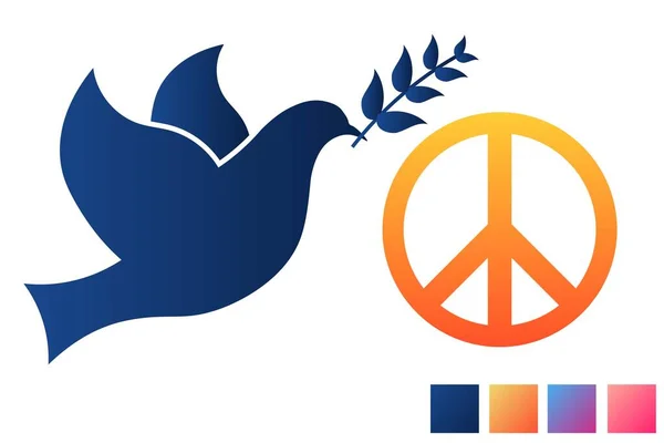 Állítsa Szimbólumok Béke Gradiens Színpaletta Sablon Háttér Banner Kártya Poszter — Stock Vector
