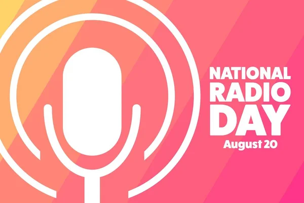 Nationaler Radiotag. 20. August. Ferienkonzept. Vorlage für Hintergrund, Banner, Karte, Plakat mit Textinschrift. Vektor EPS10 Abbildung. — Stockvektor