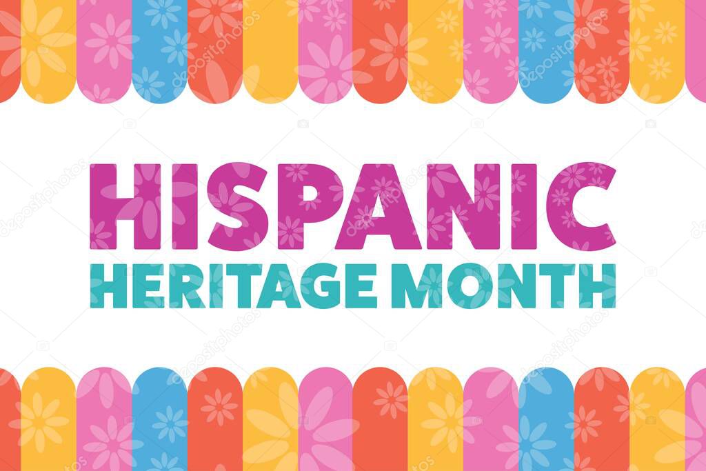 National Hispanic Heritage Month. September 15 to October 15. .Holiday concept. Template for background, banner, card, poster with text inscription. Vector EPS10 illustration