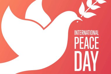 Uluslararası barış günü. Tatil konsepti. Arkaplan, afiş, kart, yazılı poster şablonu. Vektör EPS10 illüstrasyonu.