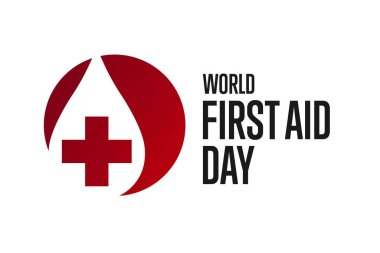 Dünya ilk yardım günü. Tatil konsepti. Arkaplan, afiş, kart, yazılı poster şablonu. Vektör EPS10 illüstrasyonu.