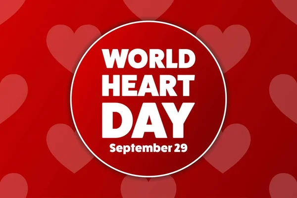 World Heart Day. September 29. Holiday concept. Template for background, banner, card, poster with text inscription. Vector EPS10 illustration. — Stock Vector