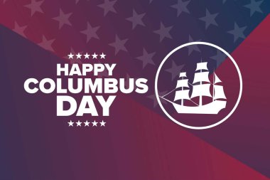 Columbus Günü. Tatil konsepti. Arkaplan, afiş, kart, yazılı poster şablonu. Vektör EPS10 illüstrasyonu.