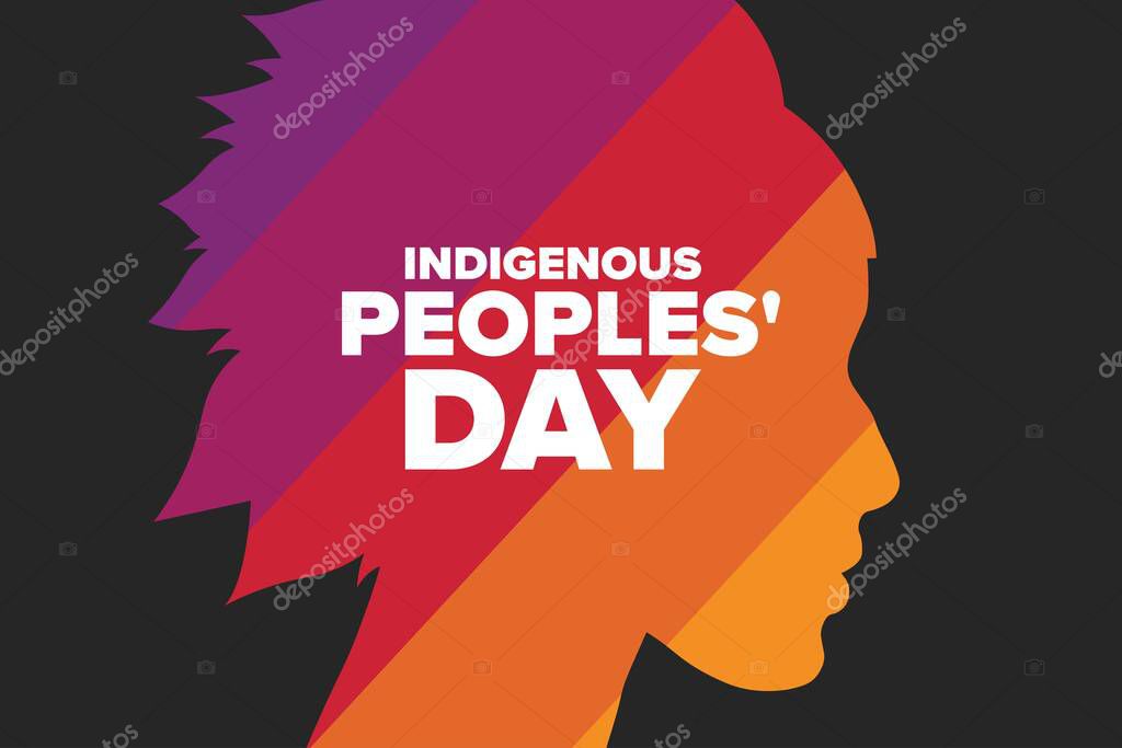 Indigenous Peoples Day. Holiday concept. Template for background, banner, card, poster with text inscription. Vector EPS10 illustration
