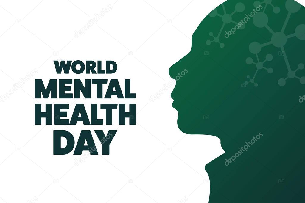 World Mental Health Day. Holiday concept. Template for background, banner, card, poster with text inscription. Vector EPS10 illustration