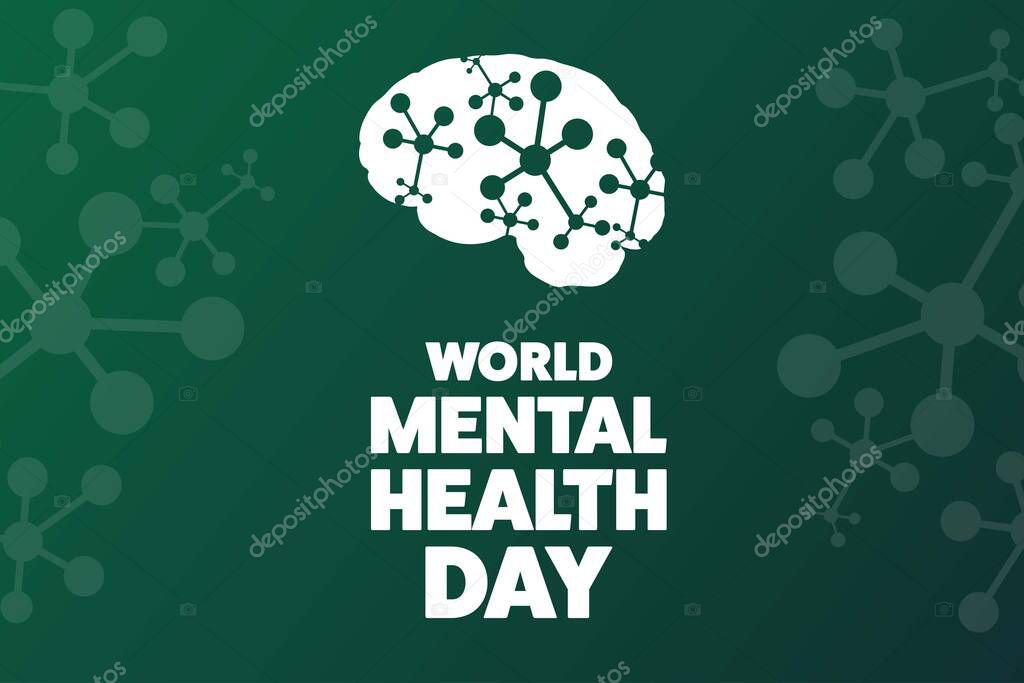 World Mental Health Day. Holiday concept. Template for background, banner, card, poster with text inscription. Vector EPS10 illustration