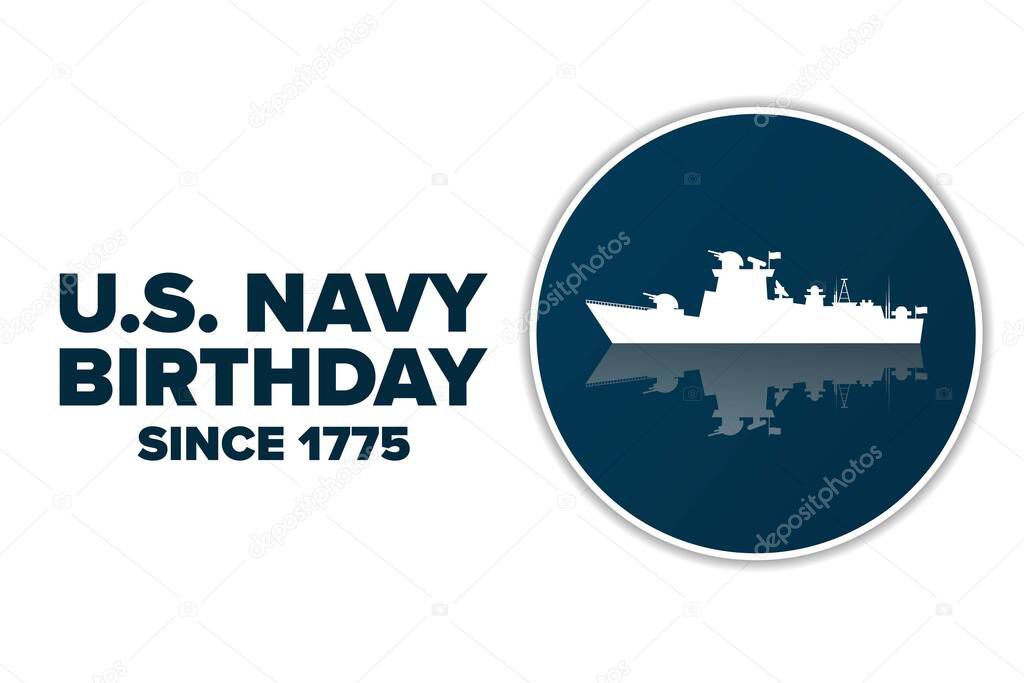 The United States or U.S. Navy Birthday. October 13. Holiday concept. Template for background, banner, card, poster with text inscription. Vector EPS10 illustration