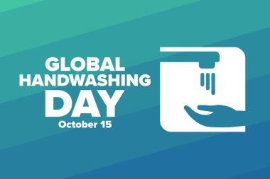 Küresel Bulaşık Günü. 15 Ekim. Tatil konsepti. Arkaplan, afiş, kart, yazılı poster şablonu. Vektör EPS10 illüstrasyonu.