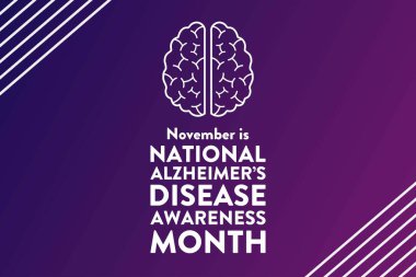 Kasım, Ulusal Alzheimer Hastalıkları Bilinç Ayı. Tatil konsepti. Arkaplan, afiş, kart, yazılı poster şablonu. Vektör EPS10 illüstrasyonu.