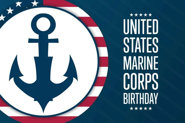 미국 해병대 생일 축하 합니다. 11 월 10 일. 휴일 컨셉이야. 배경, 깃발, 카드, 포스터에 글귀가 새겨져 있습니다. Vector EPS10 illustration. — 스톡 벡터