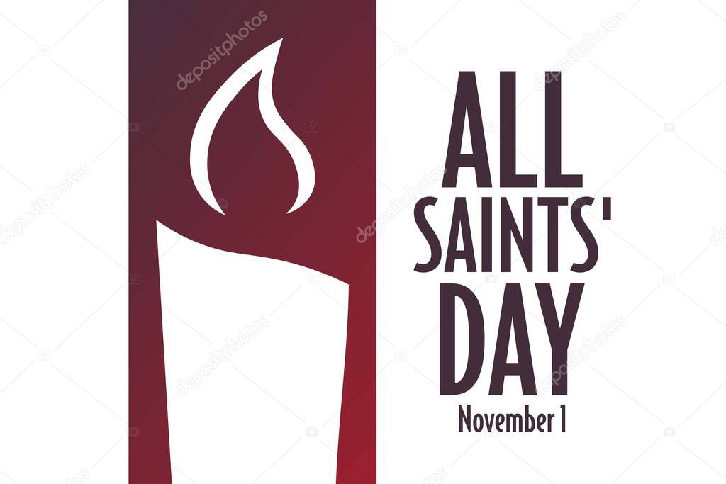 All Saints Day. November 1. Holiday concept. Template for background, banner, card, poster with text inscription. Vector EPS10 illustration.