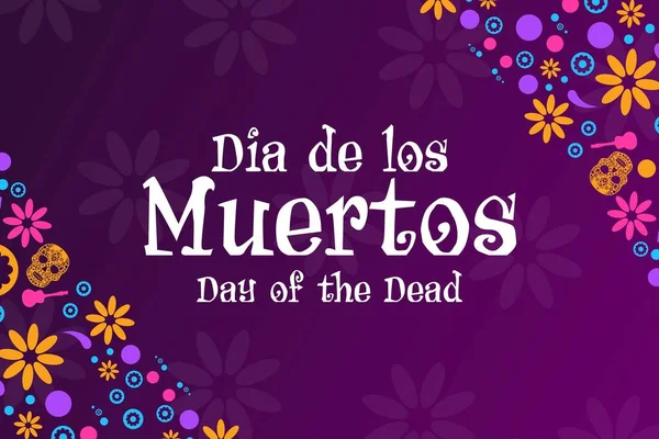День Надписи на испанском языке. Концепция праздника Dia de los Muertos. Шаблон для фона, баннера, карточки, плакат с текстовой надписью. Векторная иллюстрация EPS10. — стоковый вектор