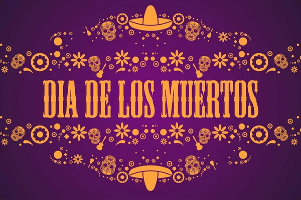 День Надписи на испанском языке. Концепция праздника Dia de los Muertos. Шаблон для фона, баннера, карточки, плакат с текстовой надписью. Векторная иллюстрация EPS10. — стоковый вектор