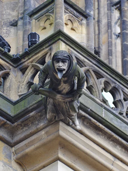 Sculpture Gargouille Sur Façade Temple Gothique — Photo