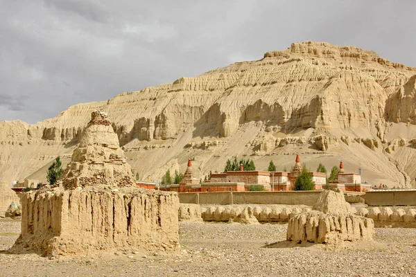 Monasterio Ntho Ling Fondo Del Paisaje Arena Del Valle Sutlej —  Fotos de Stock