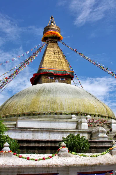 Bandiere Preghiera Boudhanath Stupa Kathmandu Nepal — Foto Stock