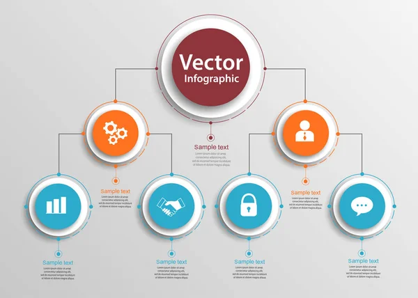 Hiyerarşisi Organogram Grafiği Bilgi Grafikleri Kurumsal Yapı Grafik Elementleri Dairesel — Stok Vektör