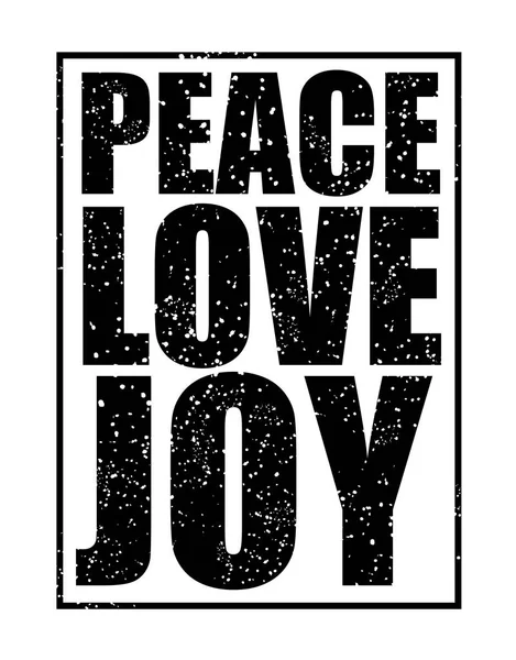 Barış Sevgi Sevinç Sloganı Tekstil Grafik Gömlek Yazdırma Vektör Çizim — Stok Vektör