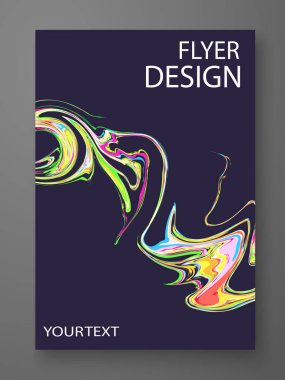Vektör iş flyer şablonu veya kurumsal banner tasarımı ile karanlık bir arka plan üzerinde renkli dalgalar. Kullanılabilir Dergi kapağı, eğitim, tanıtım, rapor için. EPS 10