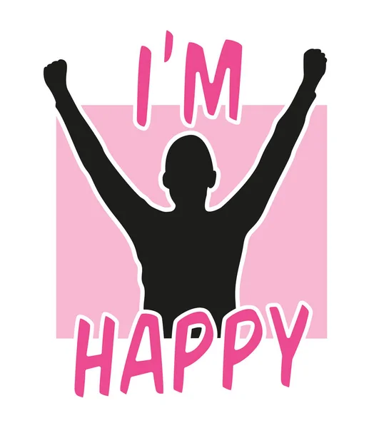 Mutlu Bir Adam Silüeti Grafikle Sloganı Shirt Yazdırma Diğer Anlamları — Stok Vektör