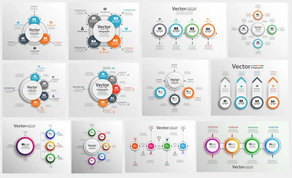 Coleção Infográfico Colorido Pode Ser Usado Para Layout Fluxo Trabalho — Vetor de Stock