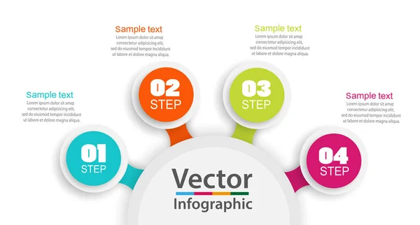 Plantilla Diseño Infográfico Concepto Negocio Con Pasos Opciones Puede Utilizar — Archivo Imágenes Vectoriales