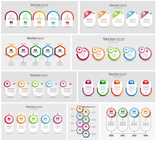 Grande Coleção Infográfico Colorido Pode Ser Usado Para Layout Fluxo — Vetor de Stock