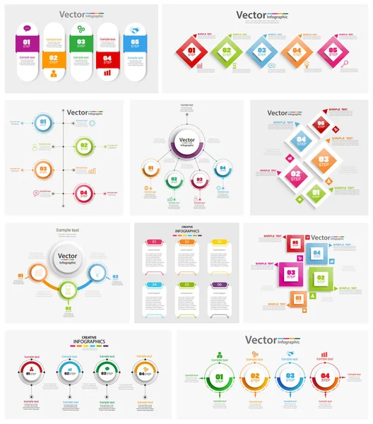 Grande Coleção Infográfico Colorido Pode Ser Usado Para Layout Fluxo —  Vetores de Stock