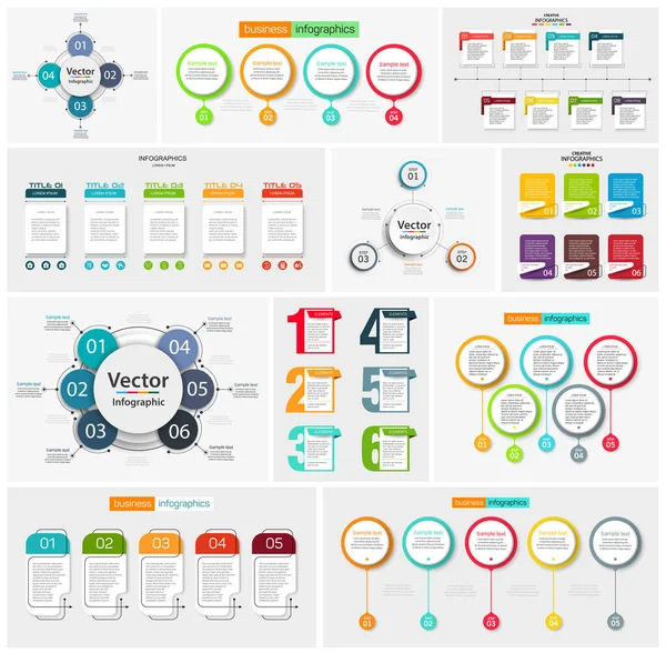 Grande Coleção Infográfico Colorido Pode Ser Usado Para Layout Fluxo — Vetor de Stock