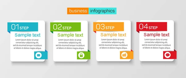 具有选项和4个步骤的Infographic设计模板 关于内容 流程图 时间表 信息图表 工作流布局 — 图库矢量图片
