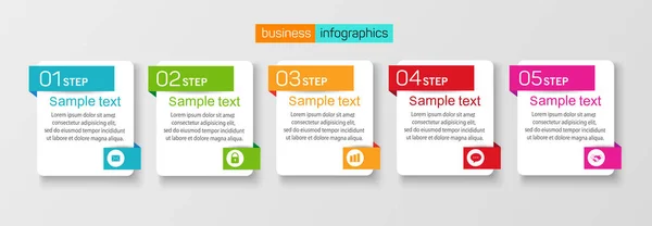 İş akışı düzeni, diyagram, yıllık rapor, web tasarımı için 5 seçeneği, adımı veya süreci içeren bilgi grafikleri vektör tasarım şablonu kullanılabilir 