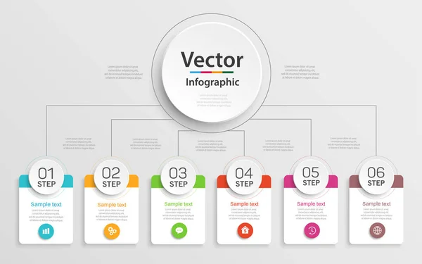 Modelo Infográfico Negócios Vetorial Com Passos Opções Peças Processos —  Vetores de Stock