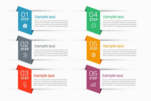 Plantilla Infografía Negocio Vectorial Con Pasos Opciones Piezas Procesos — Vector de stock