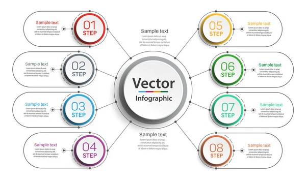 Business Infographic Template Icons Options Steps — Stock Vector